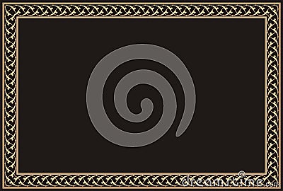 Vector illustration for rectangular gold ornament frame border on black background. Suitable for use in frames Vector Illustration