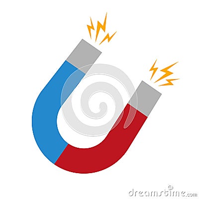 Vector illustration of red and blue horseshoe magnet. Isolated. Vector Illustration