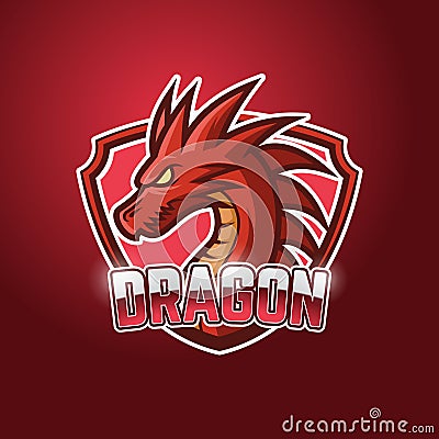 Red Dragon Esport Logo Template Vector Illustration