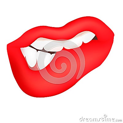 Vector illustration of a Red female lips, lustful hint Vector Illustration