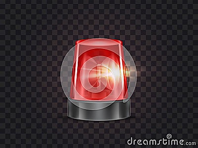 Vector red emergency flashing beacon with siren Vector Illustration