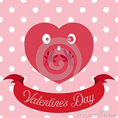 Vector illustration of red heart on cute seamless background Vector Illustration