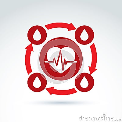 Vector illustration of a red heart symbol with an ecg placed in Vector Illustration