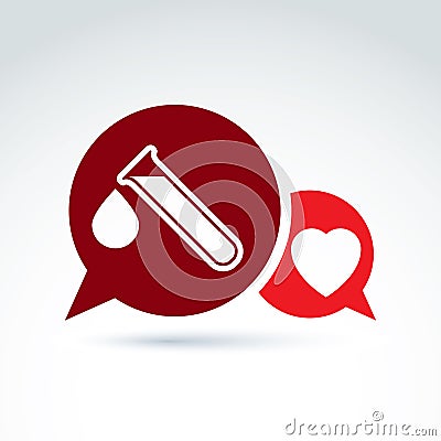 Vector illustration of a red heart symbol and test tube with a b Vector Illustration