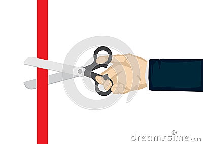 Vector illustration of red ribbon cuttting ceremony Vector Illustration