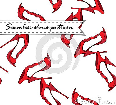 Vector illustration of red style shoes pattern, on white background Vector Illustration