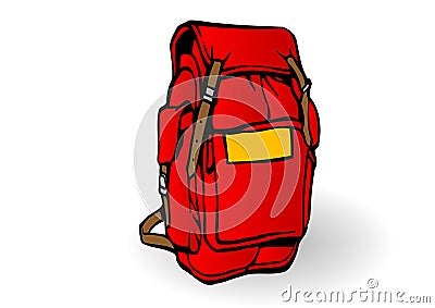 Vector illustration a red tourist backpack Vector Illustration