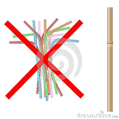 No plastic drinking straw Vector Illustration