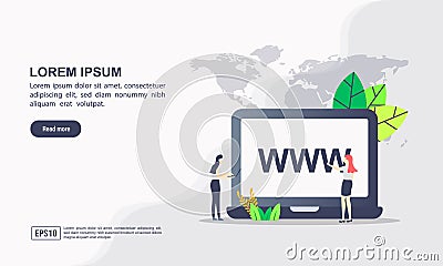 Vector illustration of registration & domain name concept with "domain" web and website hosting icon Vector Illustration