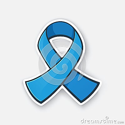 Vector illustration. Ribbon at blue color, international symbol of Colon cancer awareness. Vector Illustration