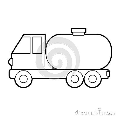 Vector Illustration of a road tanker. Icon style with black outline. Logo design. Coloring book for children Vector Illustration