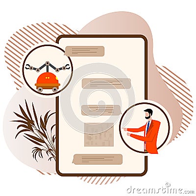 Vector Robot Web Chat bot support service People Vector Illustration