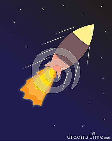 Vector illustration of rocket blasting off into space Vector Illustration