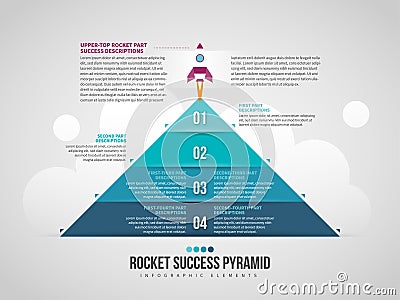 Rocket Success Pyramid Infographic Vector Illustration