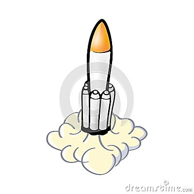 Vector illustration of a rocket taking off isolated on white background Vector Illustration