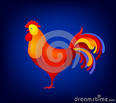 Vector illustration of rooster, symbol 2017 on the Chinese calendar. element for New Year s design. Image Red . Cartoon Illustration