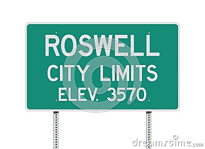 Roswell City Limits road sign Cartoon Illustration