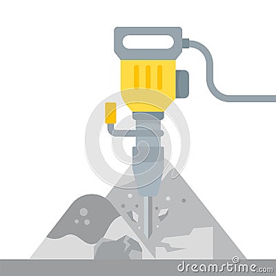 Vector illustration of the Rotary Hammer Cartoon Illustration