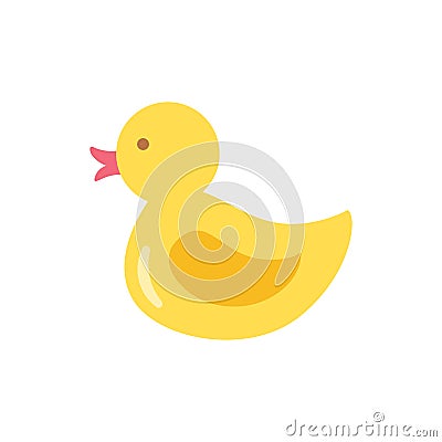 Vector illustration of rubber duckling on white background. Vector Illustration