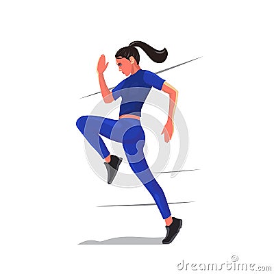 Vector illustration with running cute girl Vector Illustration