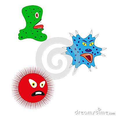 Vector illustration of running from fear cartoon monsters Vector Illustration