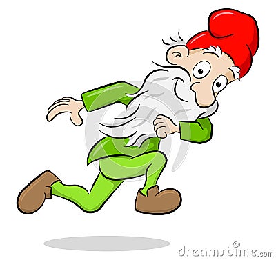 Running garden gnome having fun Vector Illustration