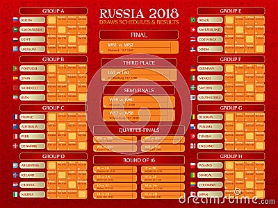 Russia World Cup timetable Vector Illustration