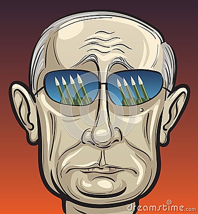 Vector illustration of Russian president Putin threatening Vector Illustration