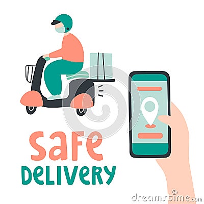 Illustration safe online delivery service Vector Illustration