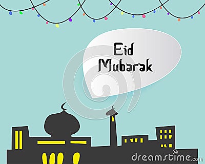 Vector illustration of Salam Aidilfitri and Eid Mubarak arabic text greetings English translation of Breakfasting Celebration Day Vector Illustration