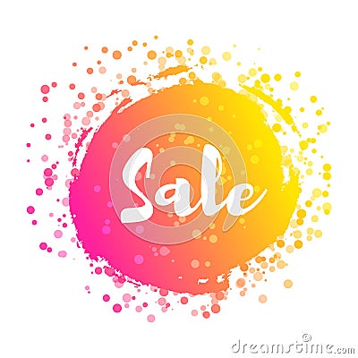 Sale card with celebration confetti pattern. Colorful paper confetti texture and hand draw splodge of paint Stock Photo