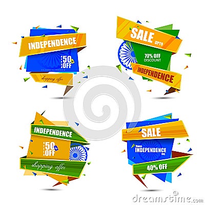 Sale Promotion and Advertisement for 15th August Happy Independence Day of India Vector Illustration