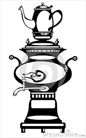 Vector illustration samovar on white Vector Illustration