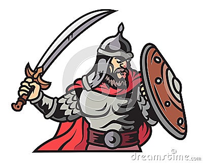 Saracen Crusade Warrior Cartoon Mascot Logo Badge Vector Illustration