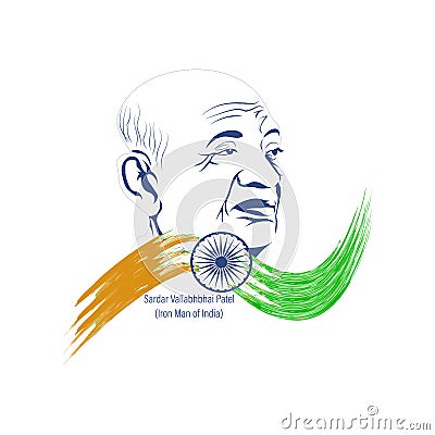 Vector Illustration of Sardar Vallabhbhai Patel, the Iron man of India during independence 1947 Vector Illustration