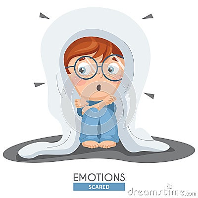 Vector Illustration Of Scared Kid Emotion Vector Illustration