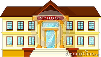 Vector illustration of school building cartoon Cartoon Illustration