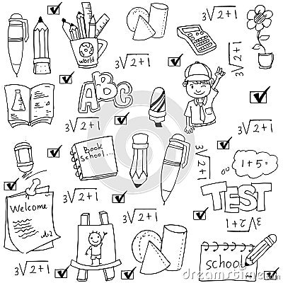 Vector illustration school tools in doodles Vector Illustration