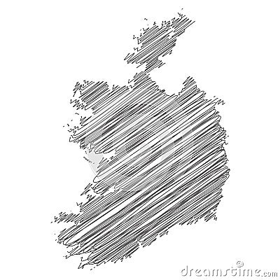 Vector illustration of scribble drawing map of Ireland Vector Illustration