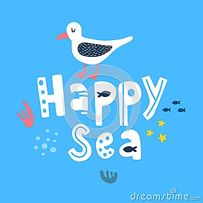 Happy seagull Vector Illustration