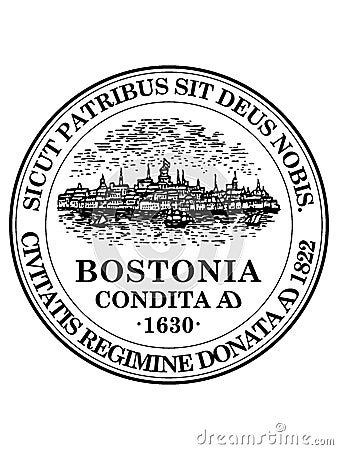 Seal of USA City of Boston, Massachusetts Vector Illustration