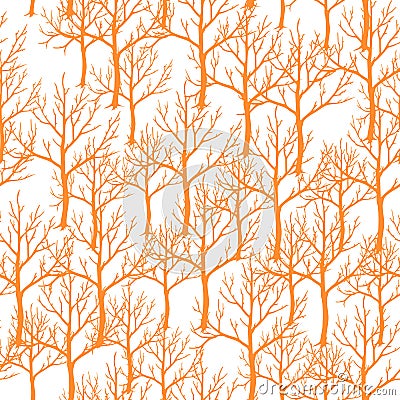 Vector illustration of seamless abstract orange tree pattern Cartoon Illustration