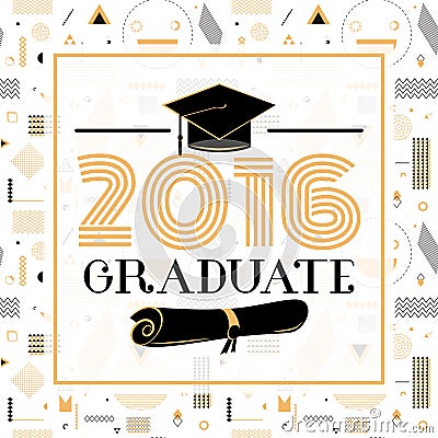 Vector illustration on seamless background congratulations of graduation 2016 Vector Illustration