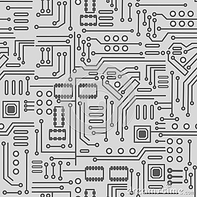 Vector illustration of seamless electronic circuit board chip-set background Vector Illustration