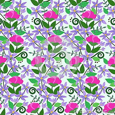 Vector illustration of seamless exotic flowers pattern Vector Illustration