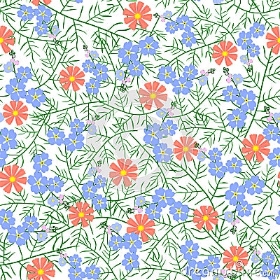 Vector illustration of seamless flower pattern Cartoon Illustration