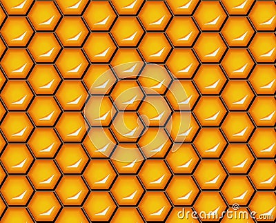 Vector illustration. Seamless honeycomb background pattern. Shiny hexagonal cells. Honey comb pattern is suitable for packaging de Cartoon Illustration