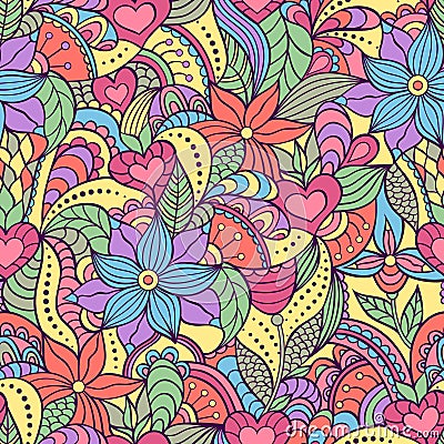 Seamless pattern with abstract flowers Vector Illustration