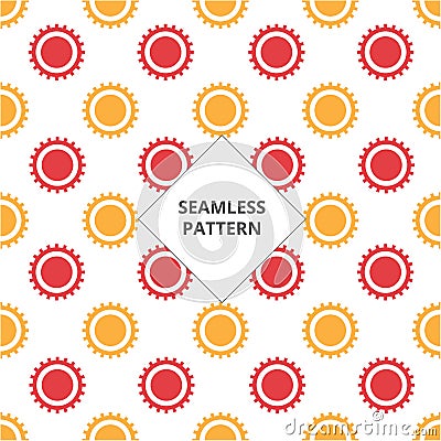 Vector illustration seamless pattern gear red and orange color Vector Illustration