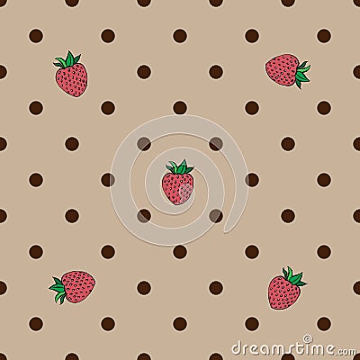 Seamless pattern with strawberry. Vector illustration of a seamless pattern of juicy strawberries. Hand drawn strawberry Vector Illustration
